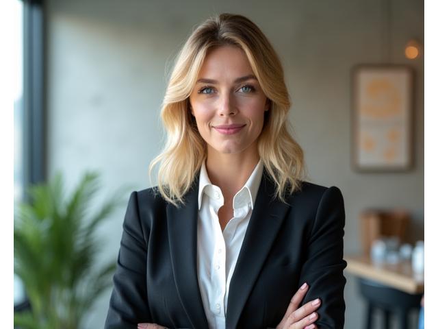 Portrait de Sophie Martin, Consultante en Économie Circulaire, dans un cadre de bureau moderne.