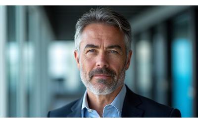 Portrait souriant d'un consultant expert en stratégie ESG, dans un environnement professionnel et moderne.