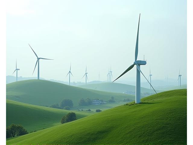 Petites éoliennes rurales dans la campagne d'Île-de-France