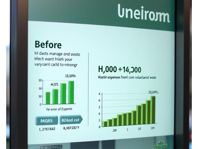 Tableau de bord financier interactif affichant une nette réduction des coûts de gestion des déchets après l'implémentation de nouvelles stratégies. Des graphiques de comparaison avant/après et des projections de ROI sont mis en évidence.