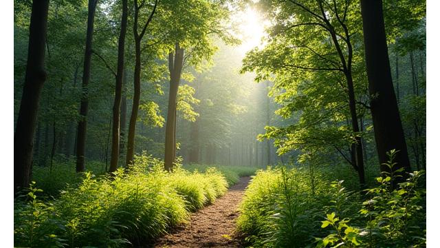 Jeunes arbres indigènes plantés dans une forêt régénérée, représentant la restauration forestière
