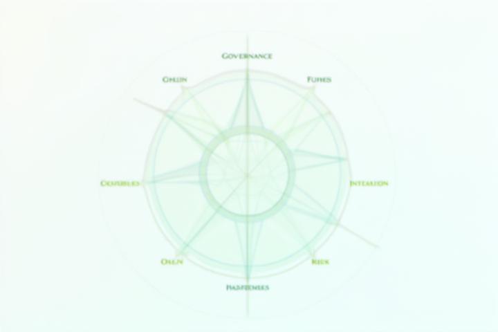 Graphique radar visuel affichant différentes dimensions de la maturité en développement durable (gouvernance, opérations, innovation, supply chain) avec des scores variables pour une entreprise de conseil.